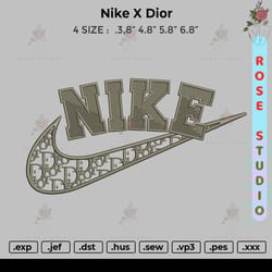 nike x dior, embroidery file, embroidery design - rose svg