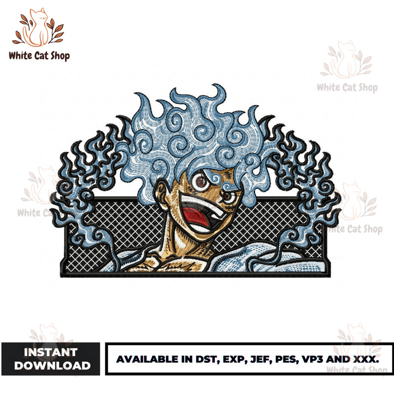 New Best Luffy Gear 5 Boxed Embroidery Design - Embroidery Market.png