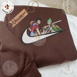 anime custom embroidered shirt, nike x zoro luffy embroidered shirt, custom anime embroidered crewneck, anime