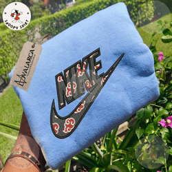 anime embroidered shirt, akatsuki x nike embroidered shirt, anime embroidered crewneck, custom anime embroider