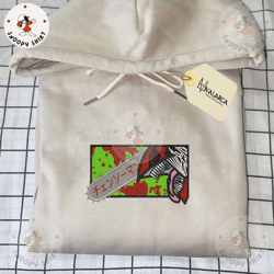 chainsaw demon anime embroidered shirt, anime custom embroidered shirt, custom anime embroidered shirt