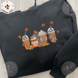 coffee cup embroidery shirt, retro pumpkin cup embroidery machine shirt, 3 sizes, format exp, dst, jef, pes