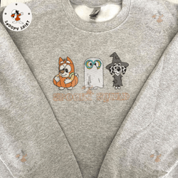 hello spooky halloween embroidery shirt, spooky squad embroidery shirt, ghost embroidery machine shirt