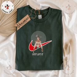 inspired anime embroidered shirt, baki x nike embroidered shirt, custom anime embroidered hoodie