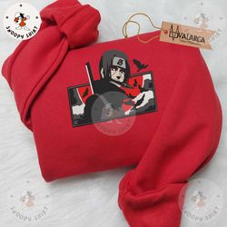 manga embroidered shirt, itachi naruto embroidered shirt, unisex embroidered shirt, manga embroidered