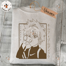 manga embroidered shirt, killua hunter x hunter embroidered shirt, unisex embroidered shirt