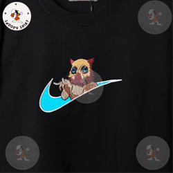 nike x demon slayers manga embroidered shirt, unisex brand anime embroidered shirt, manga embroidered