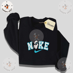 nike x eve embroidered shirt, cartoon brand character embroidered shirt, custom brand embroidered shirt
