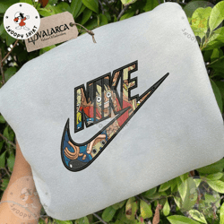 nike x luffy embroidered shirt, custom anime embroidered hoodie, inspired anime embroidered crewneck, anime gift