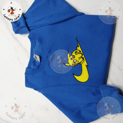 nike x pikachu embroidered shirt, custom anime embroidered crewneck, anime custom embroidered crewneck