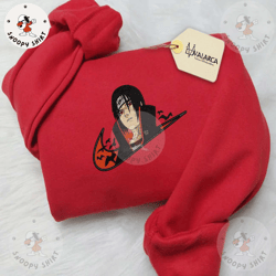 nike x uchiha itachi embroidered, shirt anime embroidered shirt, anime embroidered crewneck