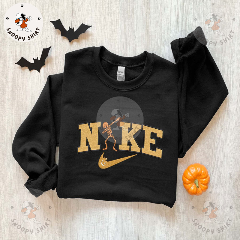Skeleton Embroidered Sweatshirts, Swoosh Embroidered Shirts, Embroidered Custom Shirts, Unisex Sweatshirts, Halloween 1.jpg