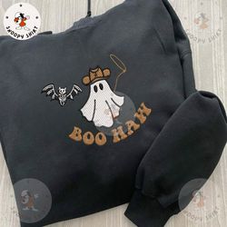 spooky halloween craft embroidery shirt, spooky vibes embroidery shirts, boo haw embroidery shirt, embroidery shirt