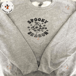 spooky season embroidery shirt, happy halloween embroidery, halloween embroidery shirts, retro halloween shirt