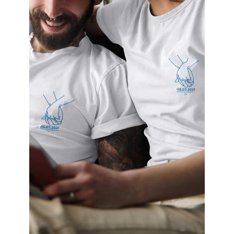 Couple Tshirt, Romantic Patner Date Tshirt, Valentines Shirt Matching Couple Shirts, Wedding Date, Holding Hands Tee.jpg