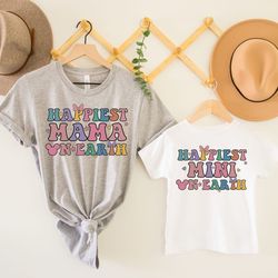 happiest mama on earth shirt, happiest kid on earth shirt, matching mama and kid shirts, family trip shirts, disney vaca