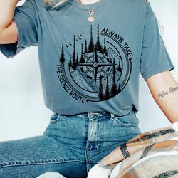adventure shirt, always take the scenic route shirt, scenic route shirt, , adventure awaits, mountain shirt, adventurous