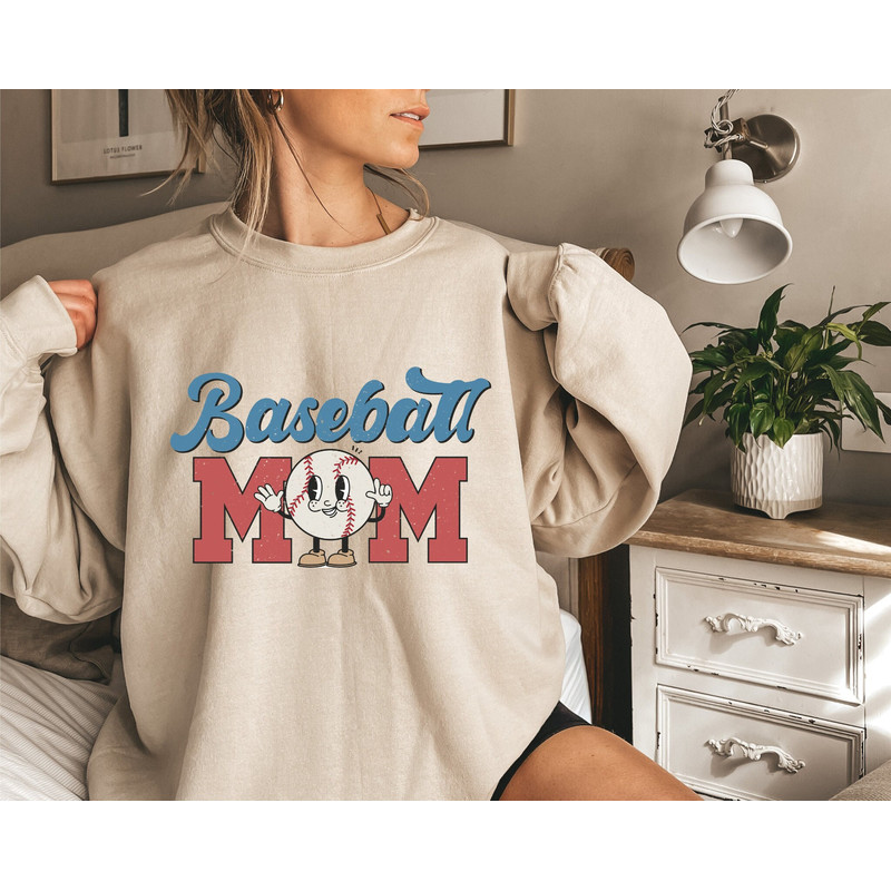 Baseball Mom Shirt Raising Baller, Baseball crewneck for Mom, Baseball Mom crewneck Game Day Baseball Mom Crewneck 1.jpg
