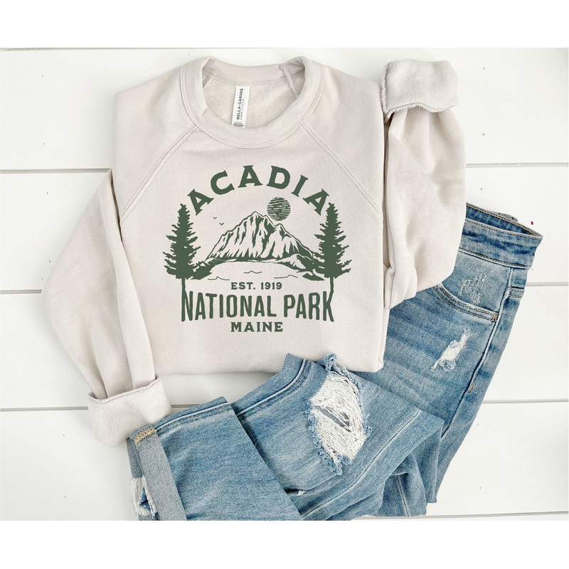Bella Canvas Crewneck, Acadia National park Sweatshirt, Maine State Sweater, Maine Mama Gift, Maine Shirt, Maine Sweater, Maine Lover.jpg