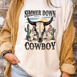 comfort colors shirt, simmer down cowboy tee, cowboy graphic tee, vintage inspired, comfort colors graphic tee, size up