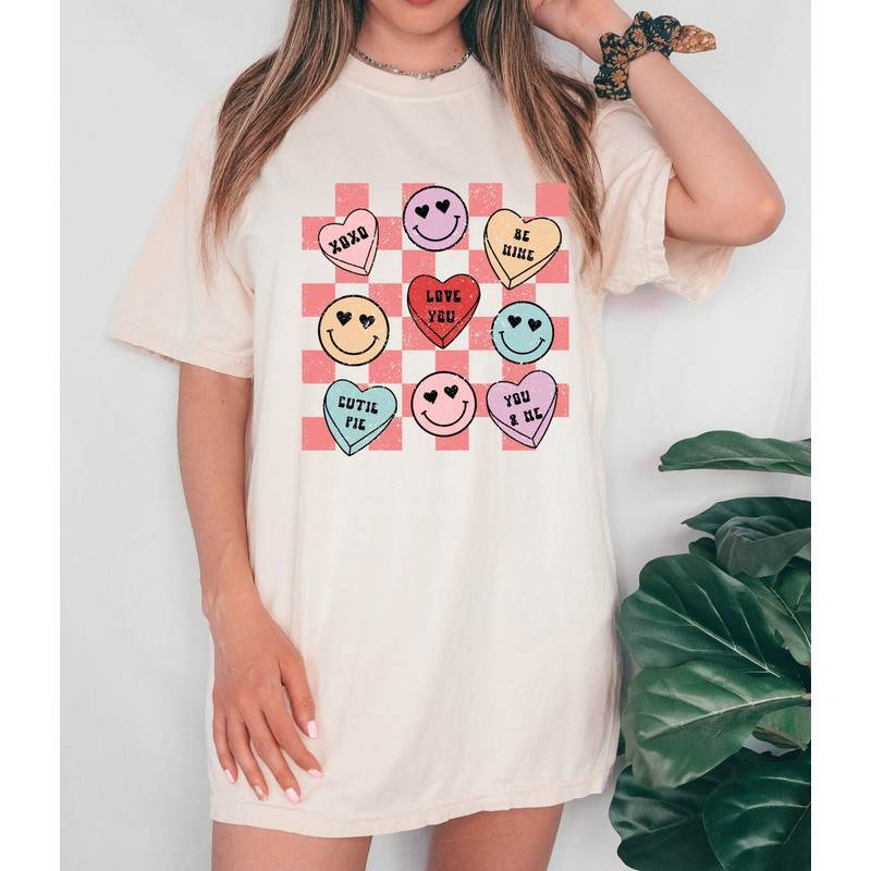 Comfort Colors Valentines Day Shirt, conversation hearts, Retro Valentine,Valentines Shirts For Mom, T Shirt Women, Teacher Valentine Tee, 1.jpg