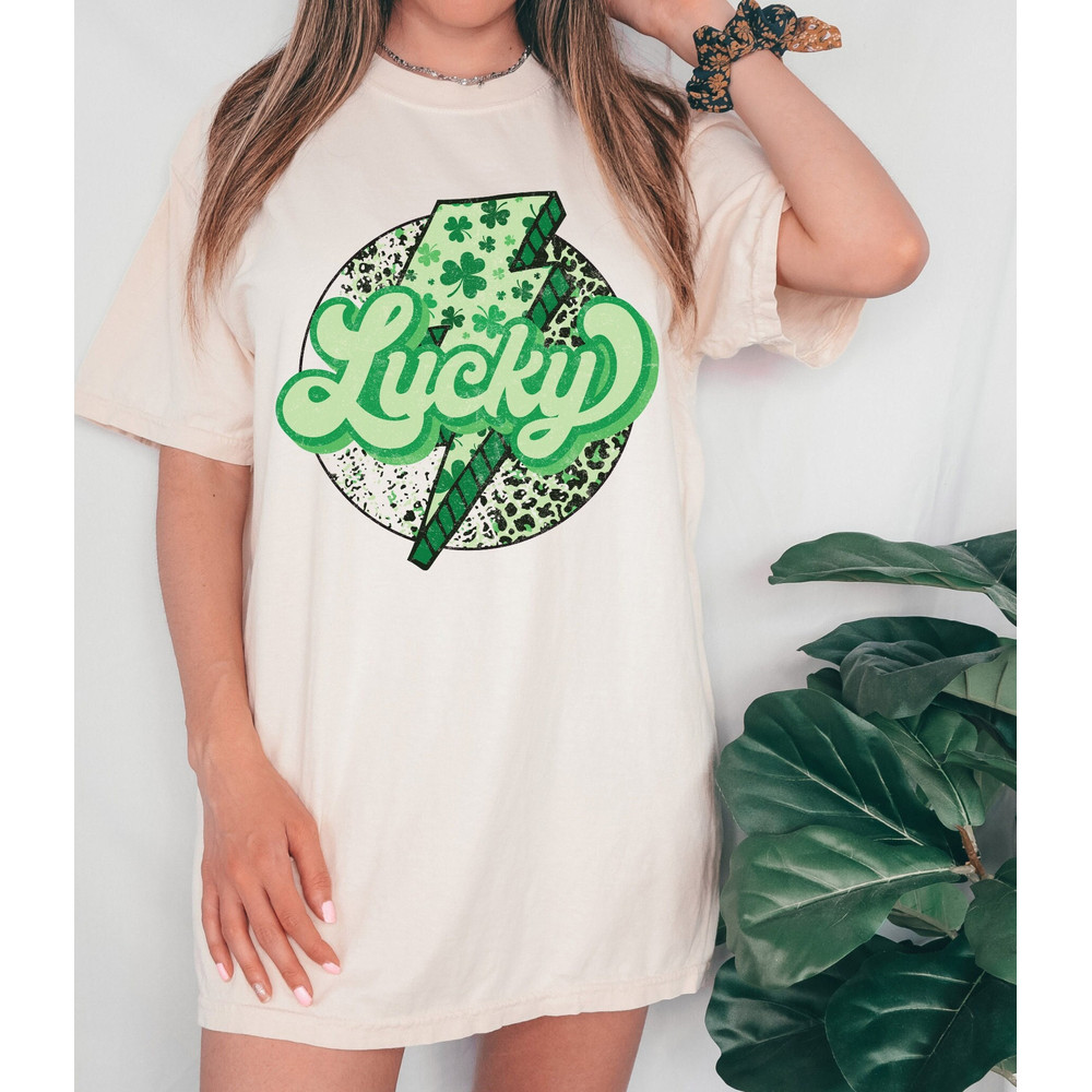 Comfort Colors,Retro St Patrick's Day Shirt, Womens Cute Distressed St Patty's Day T-Shirt, St Pattys Day Party Shirt, lightning bolt.jpg