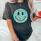 Daisy Flower Pattern Smiley Face Shirt, Retro Smile Shirt, Trendy Smile Face Shirt, Happy Face, Lightning Smiley Shirt, Comfort Colors 1.jpg