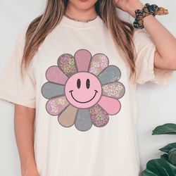 retro floral daisy shirt, comfort colors, hippie flower graphic tee, spring shirt, trendy t shirt, floral boho shirt, re