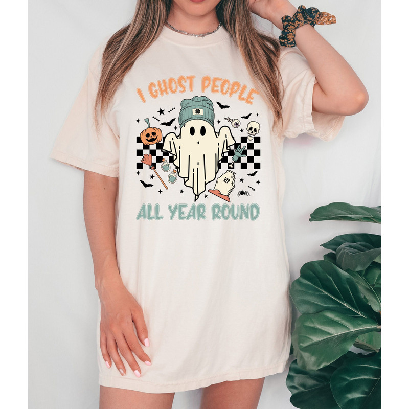 Retro Halloween Comfort Colors shirt, I Ghost People All Year, Vintage Ghost Halloween Shirt, Witch Shirt, Retro Fall Shirt, Fall Shirt.jpg