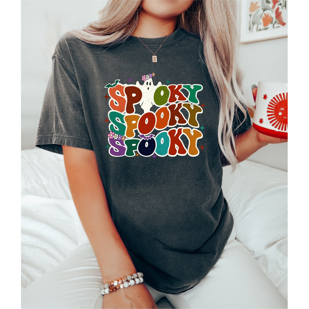 Retro Halloween Comfort Colors shirt, Spooky Spooky Spooky Shirt, Vintage Ghost Halloween Shirt, Witch Shirt, Retro Fall Shirt, Fall Shirt.jpg
