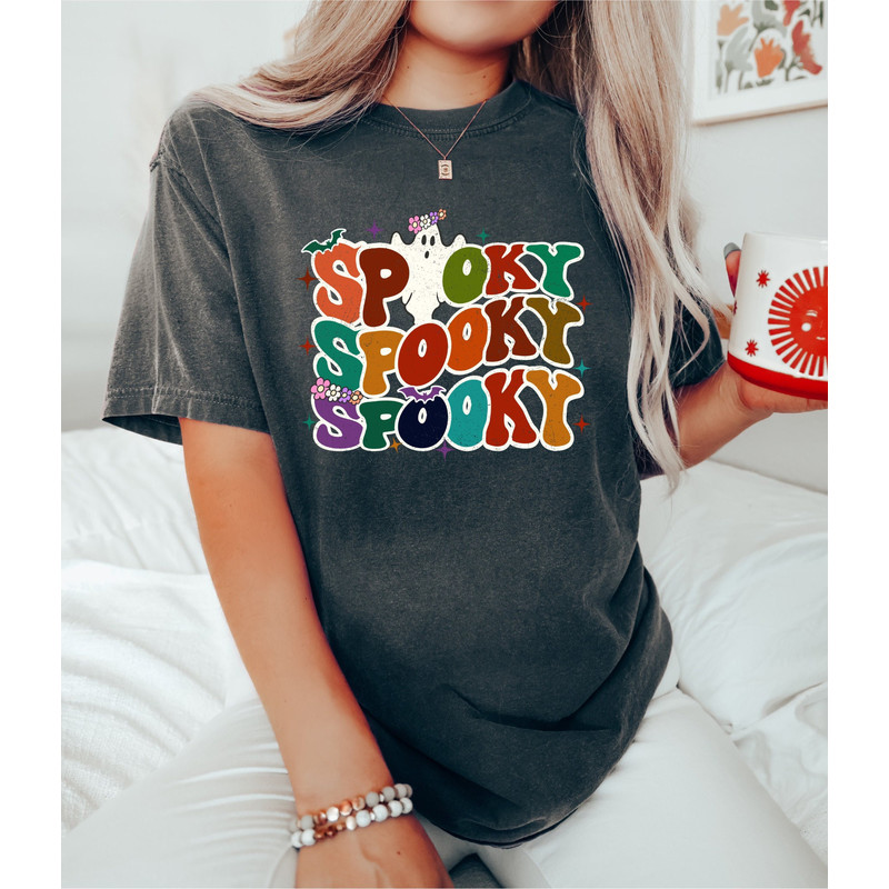 Retro Halloween Comfort Colors shirt, Spooky Spooky Spooky Shirt, Vintage Ghost Halloween Shirt, Witch Shirt, Retro Fall Shirt, Fall Shirt.jpg