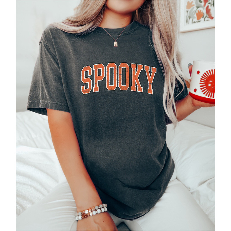 Retro Halloween Comfort Colors shirt, Spooky Varsity letters Shirt, Vintage Ghost Halloween Shirt, Witch Shirt, Retro Fall Shirt, Fall Shirt.jpg
