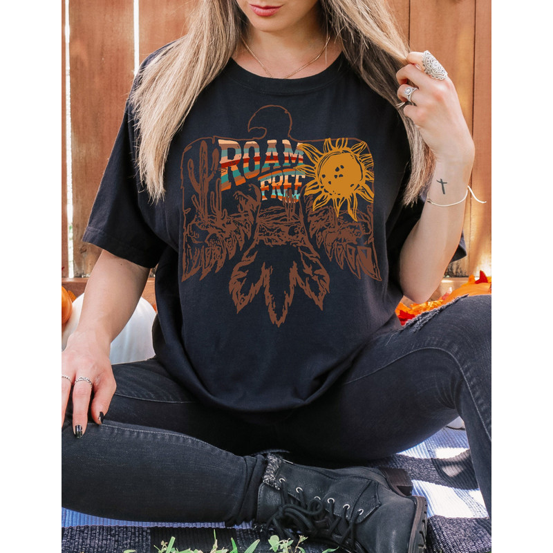 Roam Free Thunderbird Shirt, Thunderbird Shirt, Indian Thunderbird Shirt, Native Thunderbird, Cowboy Shirt, Texas Shirt.jpg