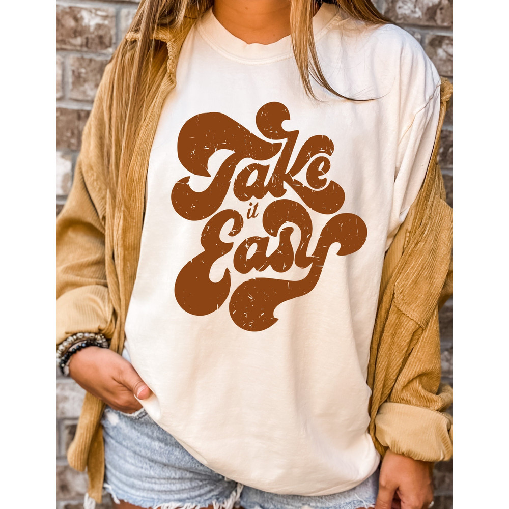 Take it Easy Tee, Take it Easy T-Shirt, Hippie Tee Vintage Inspired Cotton T-shirt, Unisex Tee, Comfort Colors T-shirt, Oversized Tee.jpg