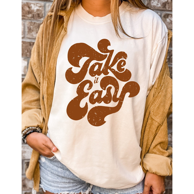 Take it Easy Tee, Take it Easy T-Shirt, Hippie Tee Vintage Inspired Cotton T-shirt, Unisex Tee, Comfort Colors T-shirt, Oversized Tee.jpg