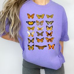 vintage butterfly flowers comfort colors t-shirt boho cottagecore tee flora fauna fairycore tshirt oversized butterfly s