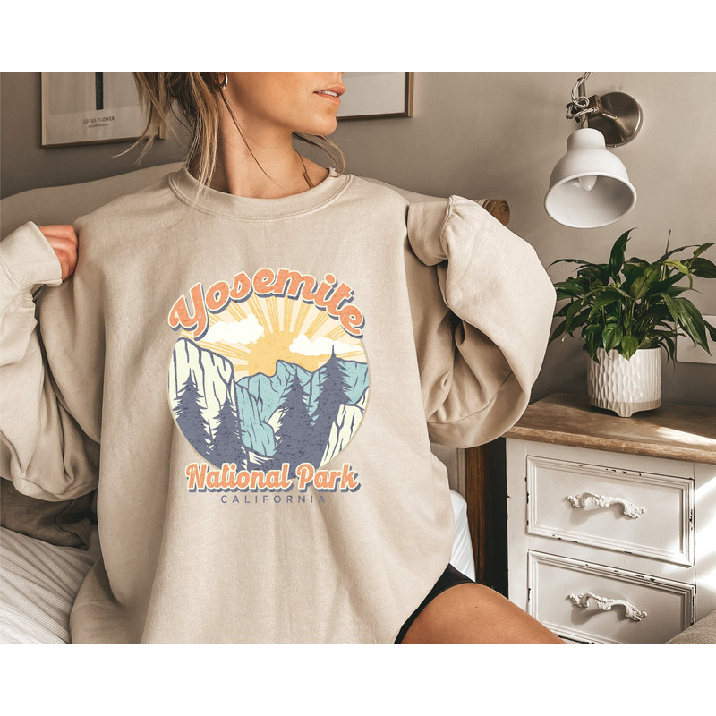 Yosemite National Park Sweatshirt  California Crewneck  Vintage Inspired Shirt Camping Crewneck Hiking Sweatshirt National Parks.jpg