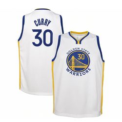 Youth Golden State Warriors Stephen Curry White Basketball Jersey
