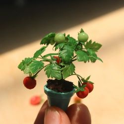 Miniature tomato tree made from clay