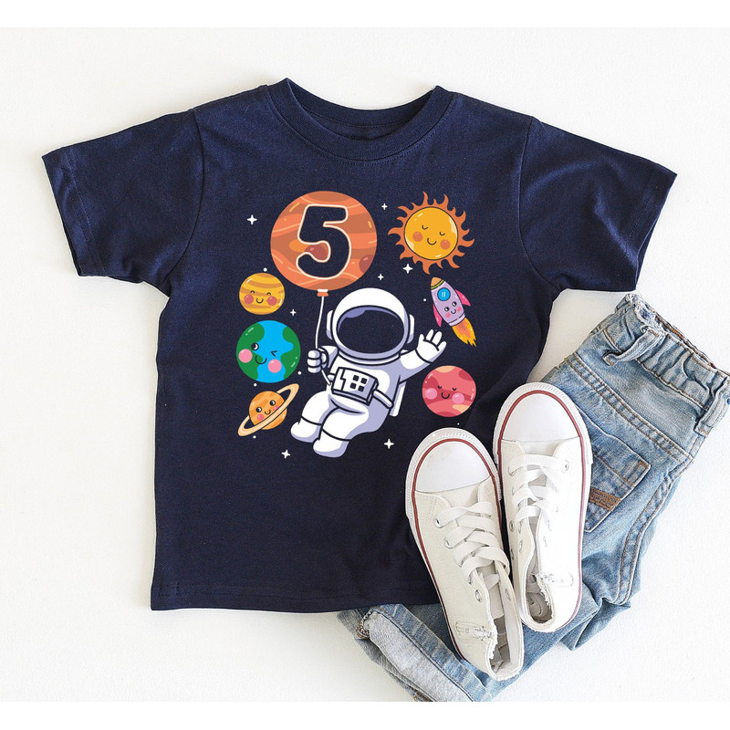 5th Birthday Shirt, Astronaut Birthday Shirt, Rocket Birthday Shirt, Kids Birthday Gift, Space Birthday For Girls, Astronaut Shirt For Boys.jpg