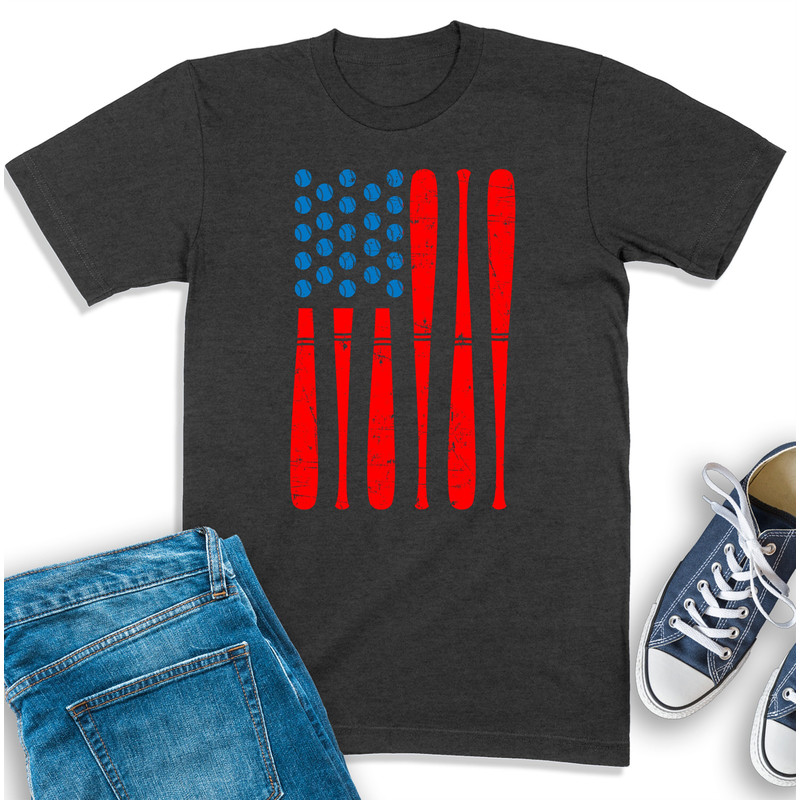 Baseball American Flag Shirt, Baseball Shirt, Baseball Bat Tee, Baseball Lover Shirt, Baseball Sweatshirt, Baseball Mom Shirt, Softball Gift.jpg