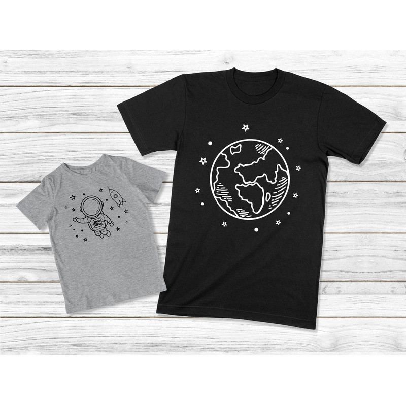 Daddy And Me Shirts, Earth And Astronaut T-Shirt, Dad And Baby Matching Outfit, Space Shirts, Daddy And Son Shirts, Father Daughter Tees 1.jpg