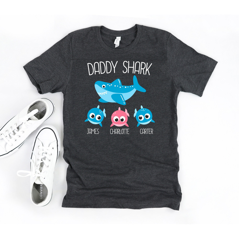 Daddy Shark Shirt, Personalized Dad Shirt, Dad Birthday Shirt, Father's Day Gift, Daddy With Kids Names, Gift For Dad, Shark Sweatshirt.jpg