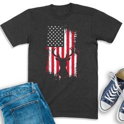 deer american flag shirt, hunting shirt, patriotic hunter t-shirt, deer hunting sweatshirt, gift for hunter, gift for da