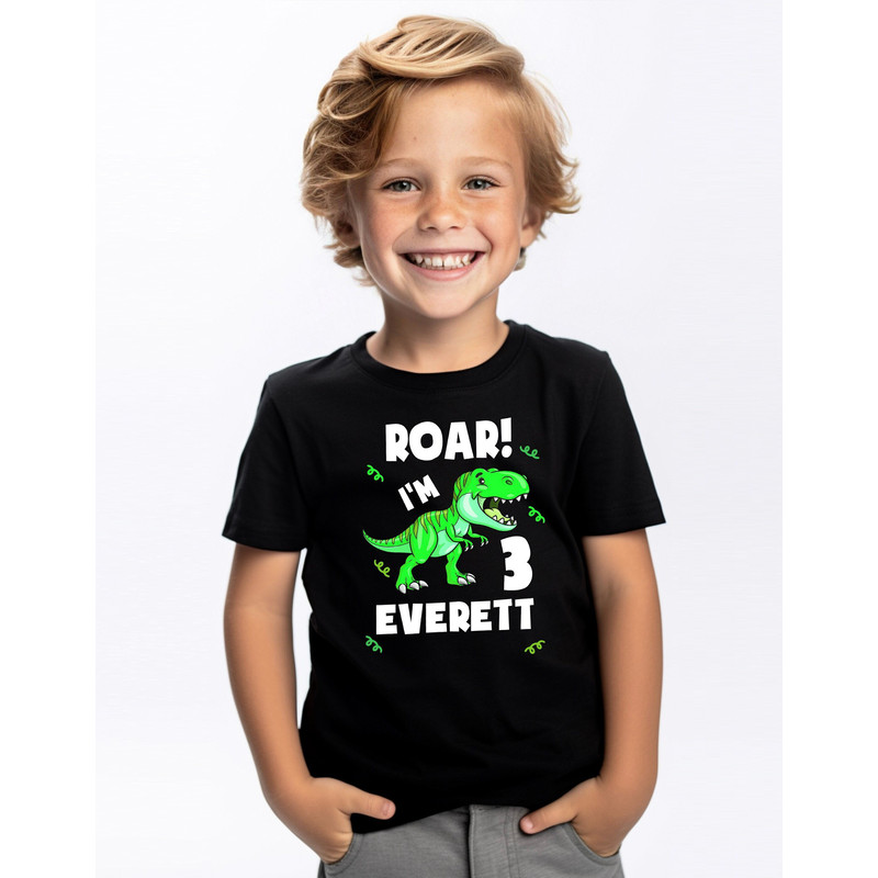 Dinosaur Birthday Boy Shirt, 3rd Birthday Shirt, T-Rex Birthday Shirt, Personalized Dino Birthday, Three Rex Shirt For Son, Bday Boy Outfit.jpg