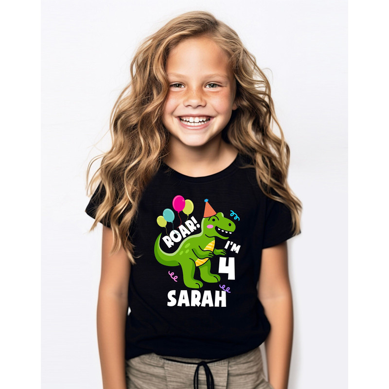Dinosaur Birthday Shirt, Personalized Trex Shirt, Kids 4th Birthday Tee, Birthday Boy Shirt, Girl Dinosaur Shirt, Dino Bday Shirt For Kids.jpg
