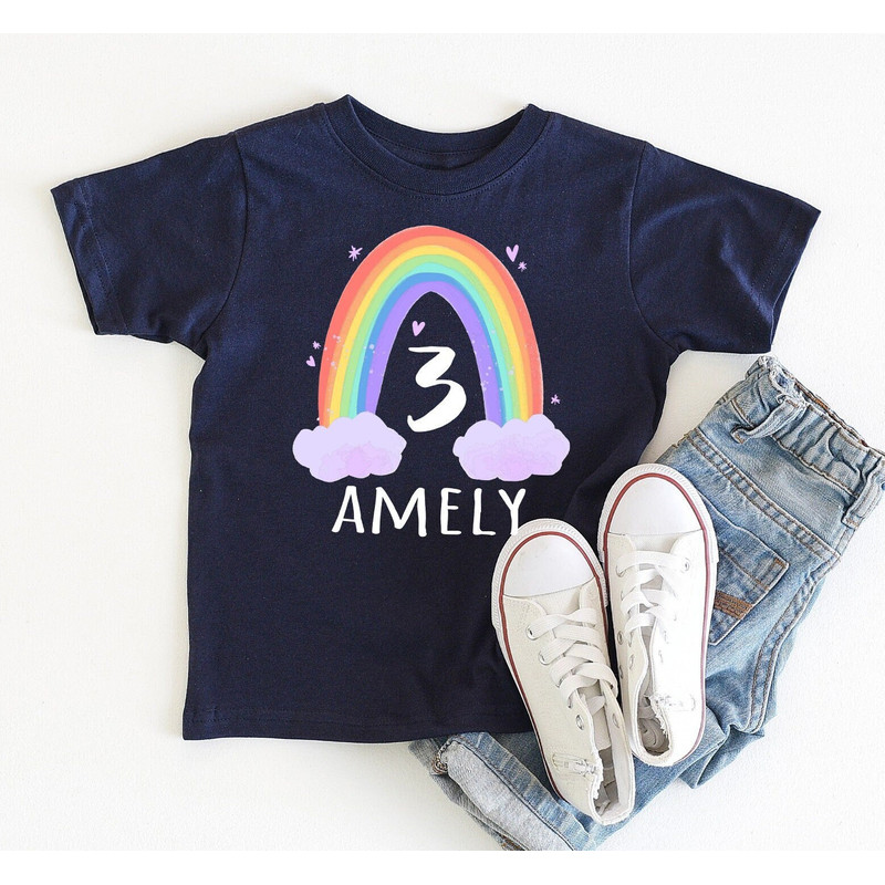 Girls 3rd Birthday Shirt, Rainbow Birthday Shirt, Personalized Birthday Shirt, Third Birthday Outfit, 3 Year Old Girl, Girls 3rd Bday Shirt.jpg