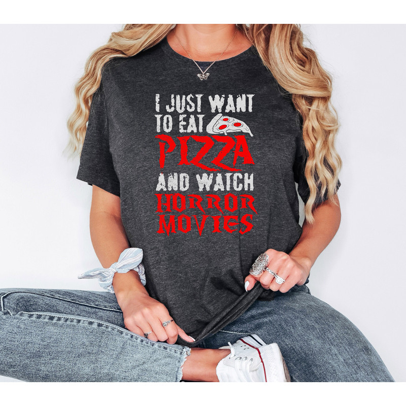 Horror Movie Halloween Shirt, Eat Pizza And Watch Horror Movies Tee, Spooky Season Gift, Pizza And Movie T-Shirt, Horror Fan Sweatshirt.jpg