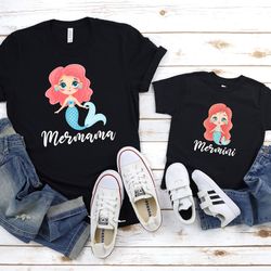 mermama and mermini shirts, mommy and me shirt, mother and daughter matching shirt, merbaby outfit, mermaid mom and baby