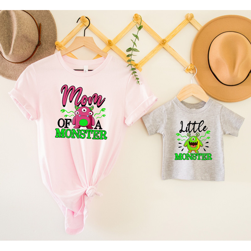 Mommy And Me Halloween Shirts, Mom Of A Monster Shirt, Little Monster Tee, Mom And Baby Matching Halloween, New Mom Gift, Halloween Costumes.jpg